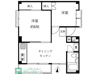 サンパティオ(2DK/3階)の間取り写真