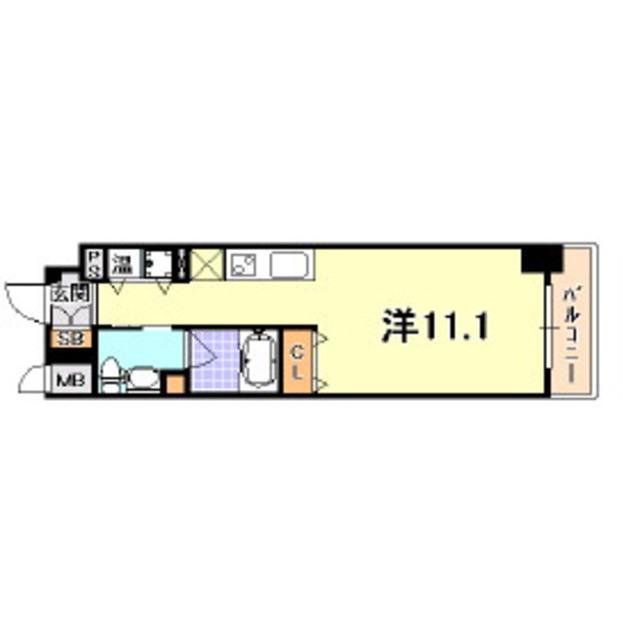 レジディア神戸磯上(ワンルーム/10階)の間取り写真