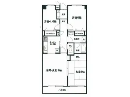 サンライフ東川口(3LDK/7階)の間取り写真