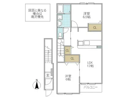 メゾン・ド・ラ・プラージュC(2LDK/2階)の間取り写真