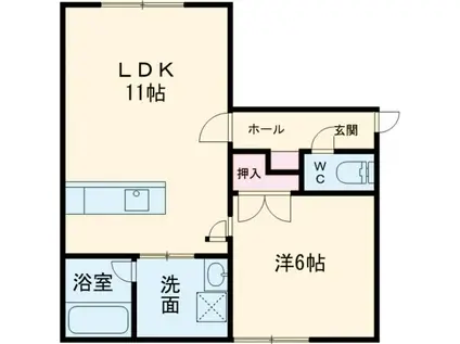 レジュールV(1LDK/1階)の間取り写真