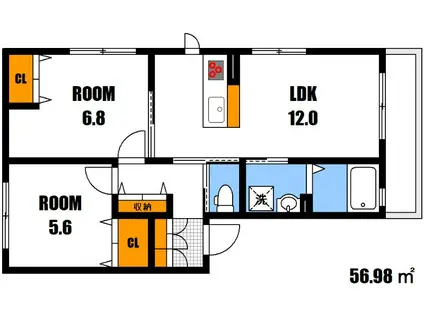エザンス大町(2LDK/2階)の間取り写真