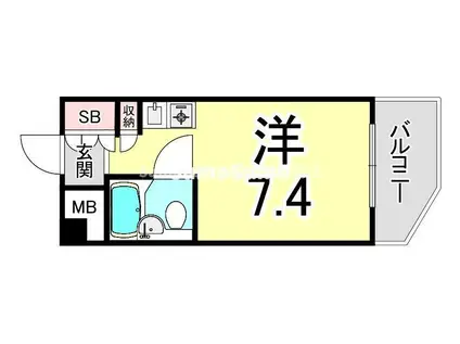 キューブ北武庫之荘II(ワンルーム/4階)の間取り写真