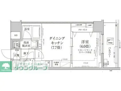 ルフレプレミアム押上イースト(1DK/6階)の間取り写真