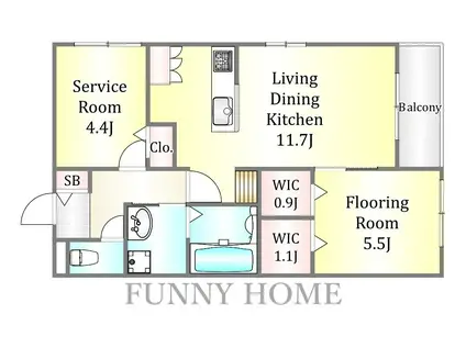 サン・ハピネス(1SLDK/2階)の間取り写真