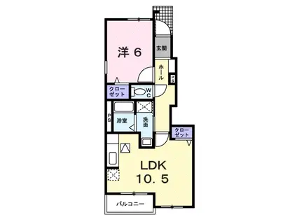 グリーンサイドII(1LDK/1階)の間取り写真