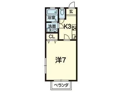 サイプレスオオツB(1K/1階)の間取り写真