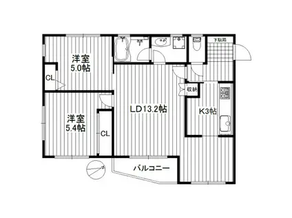 パロス下北沢(2LDK/3階)の間取り写真