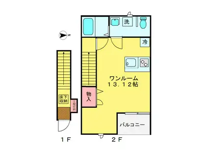 ルミエール秋津(ワンルーム/2階)の間取り写真
