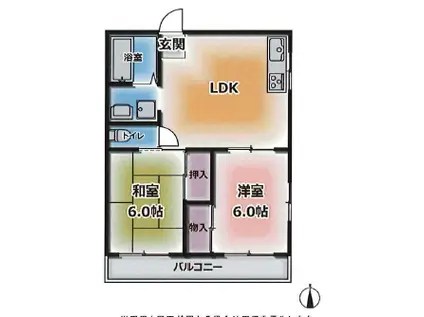 上祇園ハイツ(2LDK/3階)の間取り写真