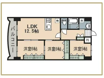 ロイヤルノースナイン(3LDK/16階)の間取り写真
