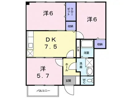 ルミエール(3DK/1階)の間取り写真