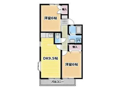 パークスクエアA棟(2DK/1階)の間取り写真