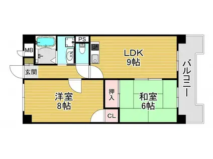 ブルームコートII(2LDK/6階)の間取り写真