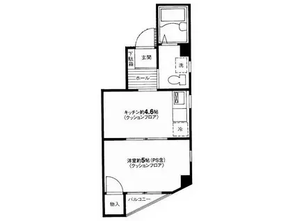 ジュネス中村(1DK/3階)の間取り写真