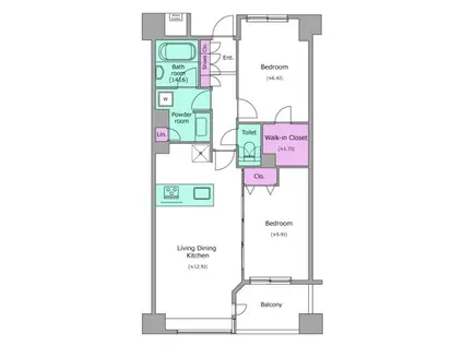 レジディアタワー上池袋(2LDK/4階)の間取り写真