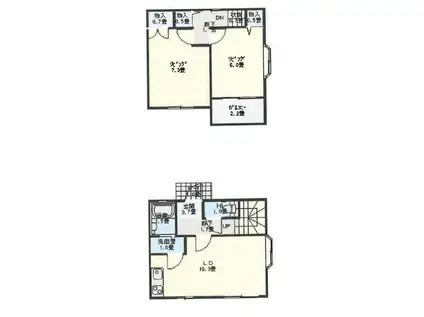 アイエスメゾンC(2LDK/1階)の間取り写真
