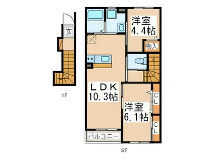 ハイムJ(2LDK/2階)の間取り写真