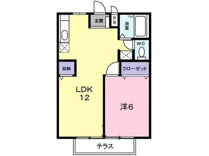 ビュー長坂(1LDK/1階)の間取り写真