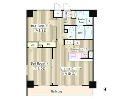 アフィニス(2LDK/3階)の間取り写真