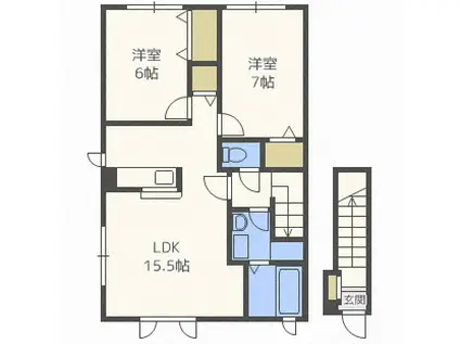 パシフィックプレイスII(2LDK/2階)の間取り写真