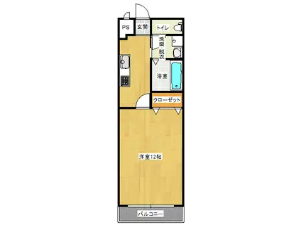 センチュリーフラッツ(1K/12階)の間取り写真