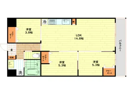 ALIVIS阪神野田(3LDK/2階)の間取り写真