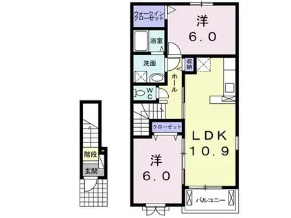 フェアリー II(2LDK/2階)の間取り写真