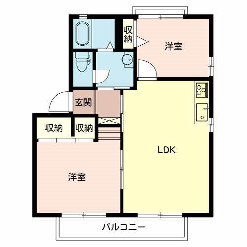カサベルデA(2LDK/2階)の間取り写真