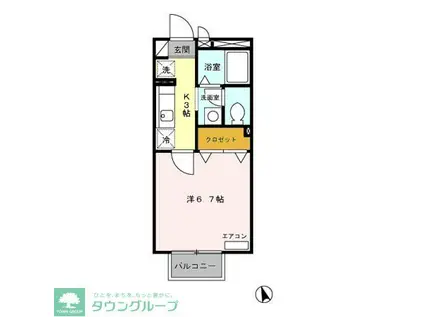 ウイステリア(1K/1階)の間取り写真