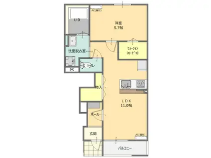 ATELIER M(1LDK/1階)の間取り写真