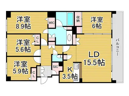 ポレスターガーデンパレス春日(4LDK/6階)の間取り写真