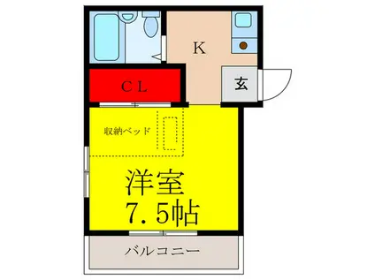 HIT イン(1K/2階)の間取り写真