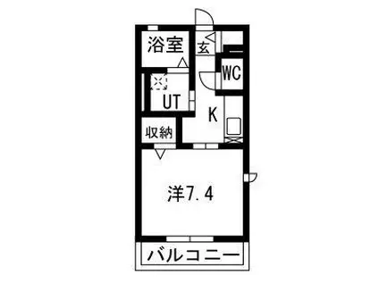 アズール(1K/1階)の間取り写真