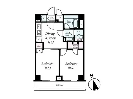 ルーブル都立家政参番館(2DK/7階)の間取り写真