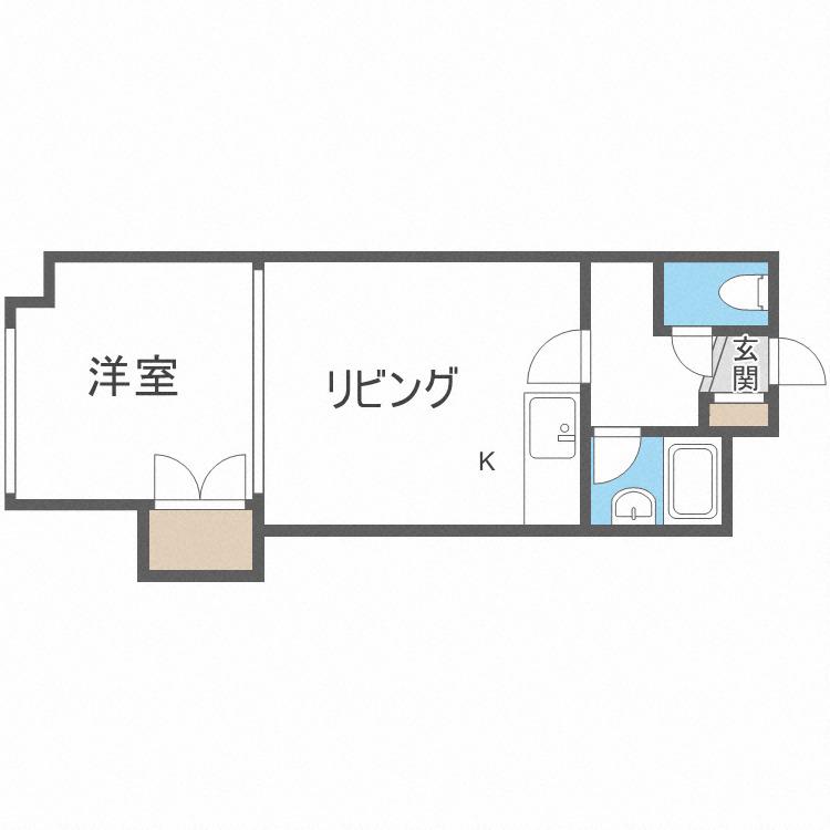 宮の森ハイツ(1LDK/2階)の間取り写真