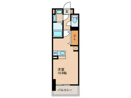 ルーカス 武之橋(ワンルーム/9階)の間取り写真