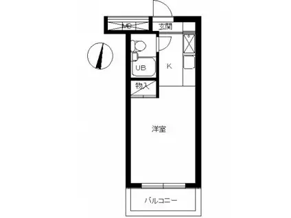 スカイコート宮崎台第2(1K/2階)の間取り写真