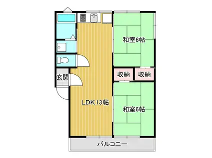 カーサみよし(2LDK/2階)の間取り写真