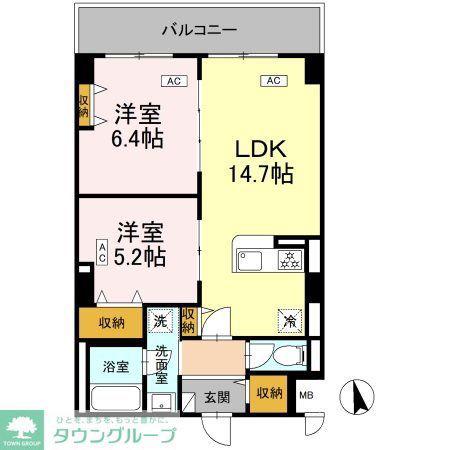 カスタリア西船橋II(2LDK/2階)の間取り写真