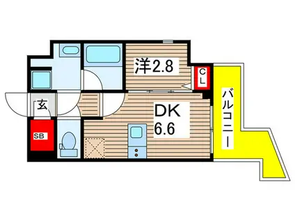 GRAN PASEO亀有(1DK/6階)の間取り写真