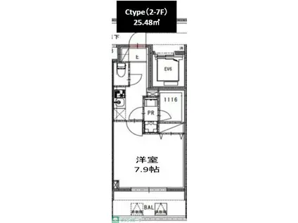 S-RESIDENCE錦糸町NORTE(1K/5階)の間取り写真