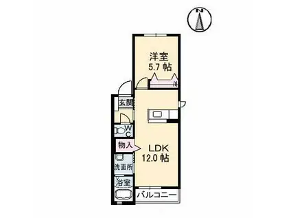 シュエットA棟(1LDK/1階)の間取り写真