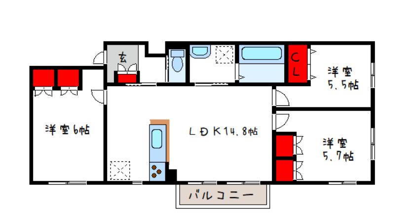 CASA CANELE(3LDK/2階)の間取り写真