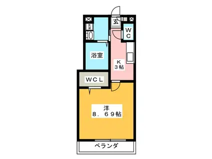 クロシェット(1K/1階)の間取り写真