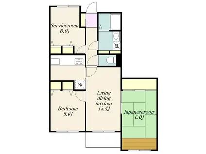 本厚木リバーサイドマンション参(2SLDK/1階)の間取り写真