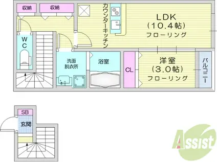 OTネクスト雷神3(1LDK/2階)の間取り写真