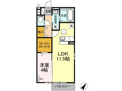 グランシャリオ(1LDK/1階)の間取り写真