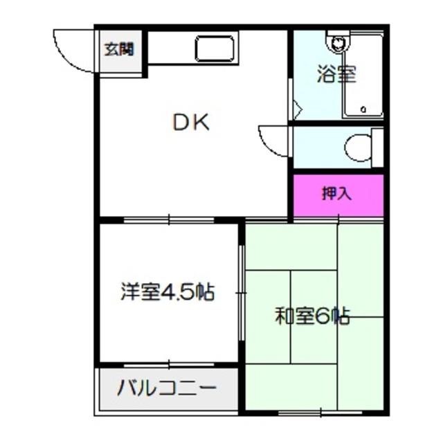 リブラン山内(2DK/2階)の間取り写真