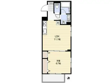 SOFI新松戸(1LDK/2階)の間取り写真